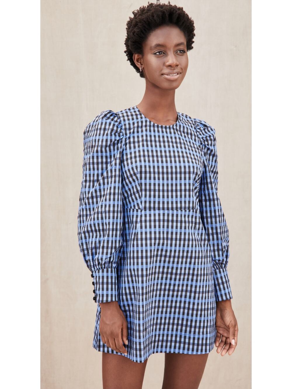 Baum Und Pferdgarten Aidine Dress Women 4 Blue Excellent Gingham Puff Sleeve‎